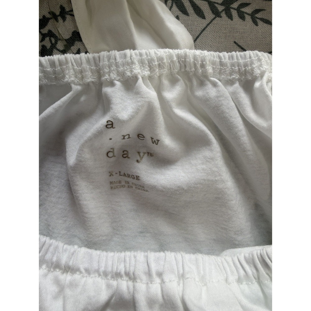 A New Day Women's XL White Puff Sleeve Cotton Scoop Neck Top - Picture 6 of 9